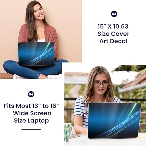 Miniatura 3 de LSS 15 15,6 pulgadas, adhesivo reutilizable para portátil con 2 almohadillas para muñecas - Protector de vinilo con diseño abstracto, se ajusta a