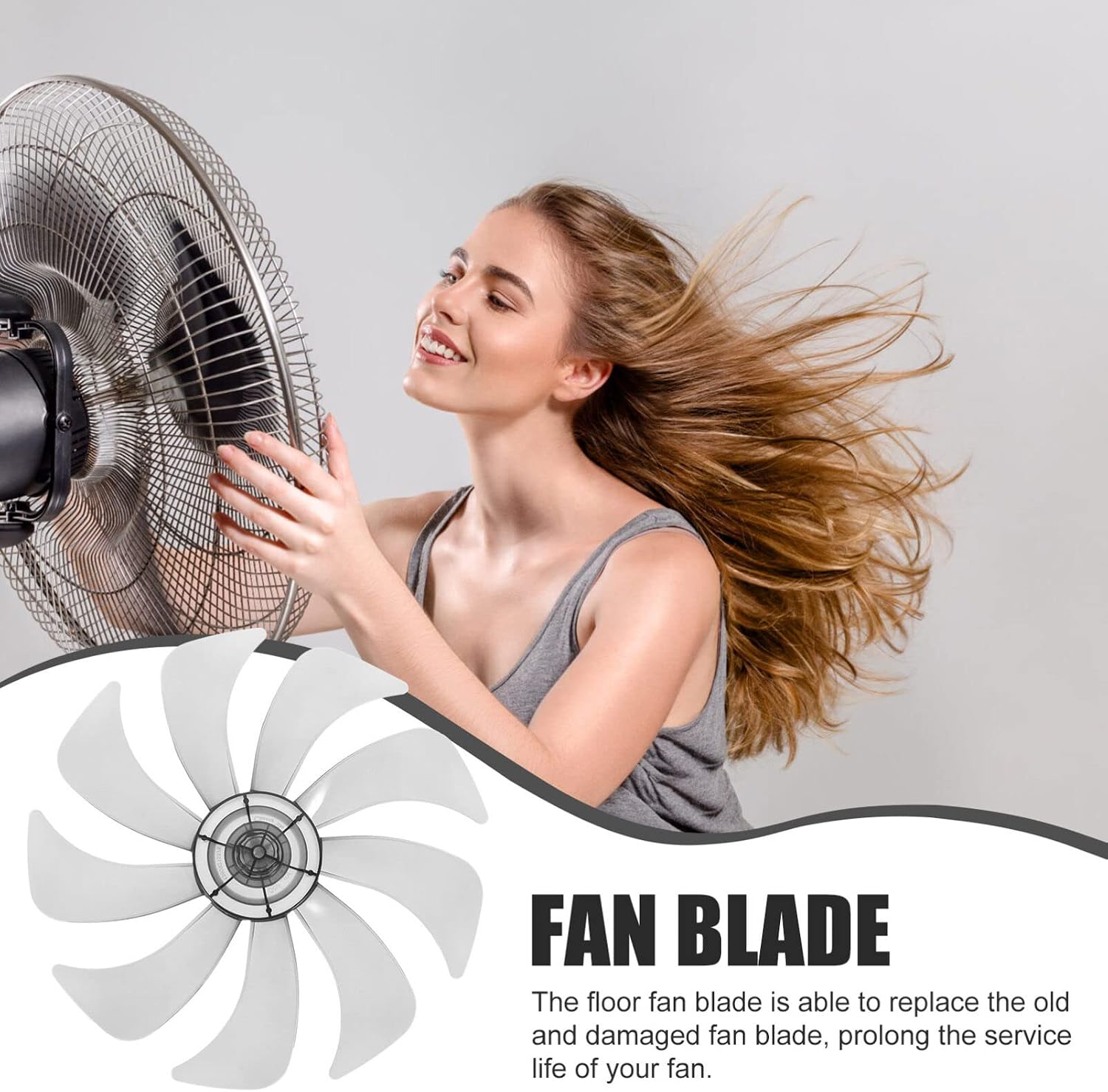LIFKOME 14 Inch Fan Blade 9 Leaves Fan Blade Replacement Electric Fan Blades Part Metal Fans Accessories for Standing Pedestal Fan Table Fanner