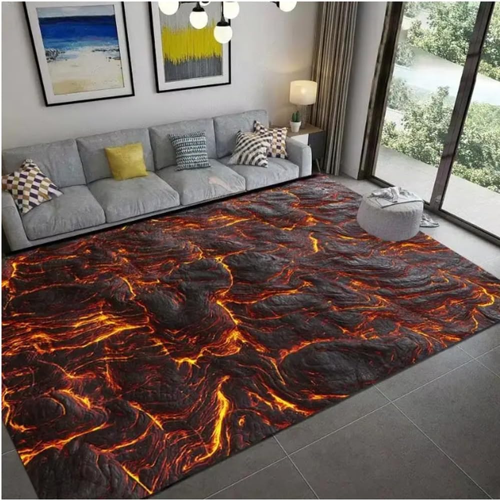 Tapis de sol antidérapant lave ardente pour réveiller la déco du salon