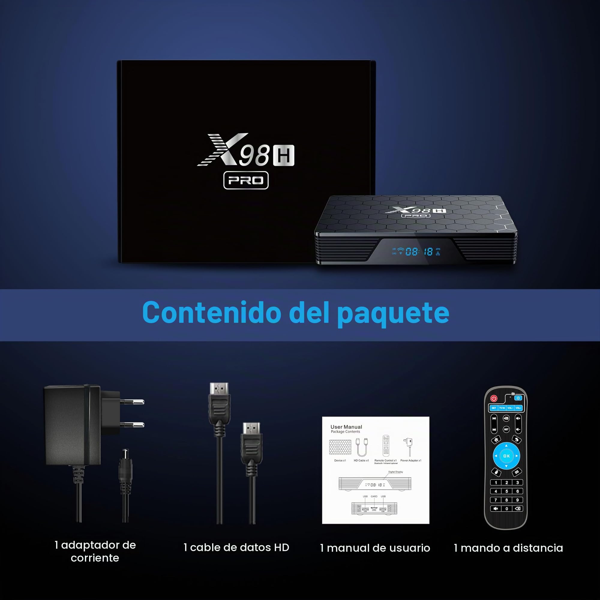 Android 12 TV Box 4GB RAM 32GB ROM H618 Quad Core CPU G31 MP2 GPU 2.4G/5G WiFi Support BT Support HD IN 100M DLAN Smart TV Box - Model No.: X98H Pro 4GB 32GB