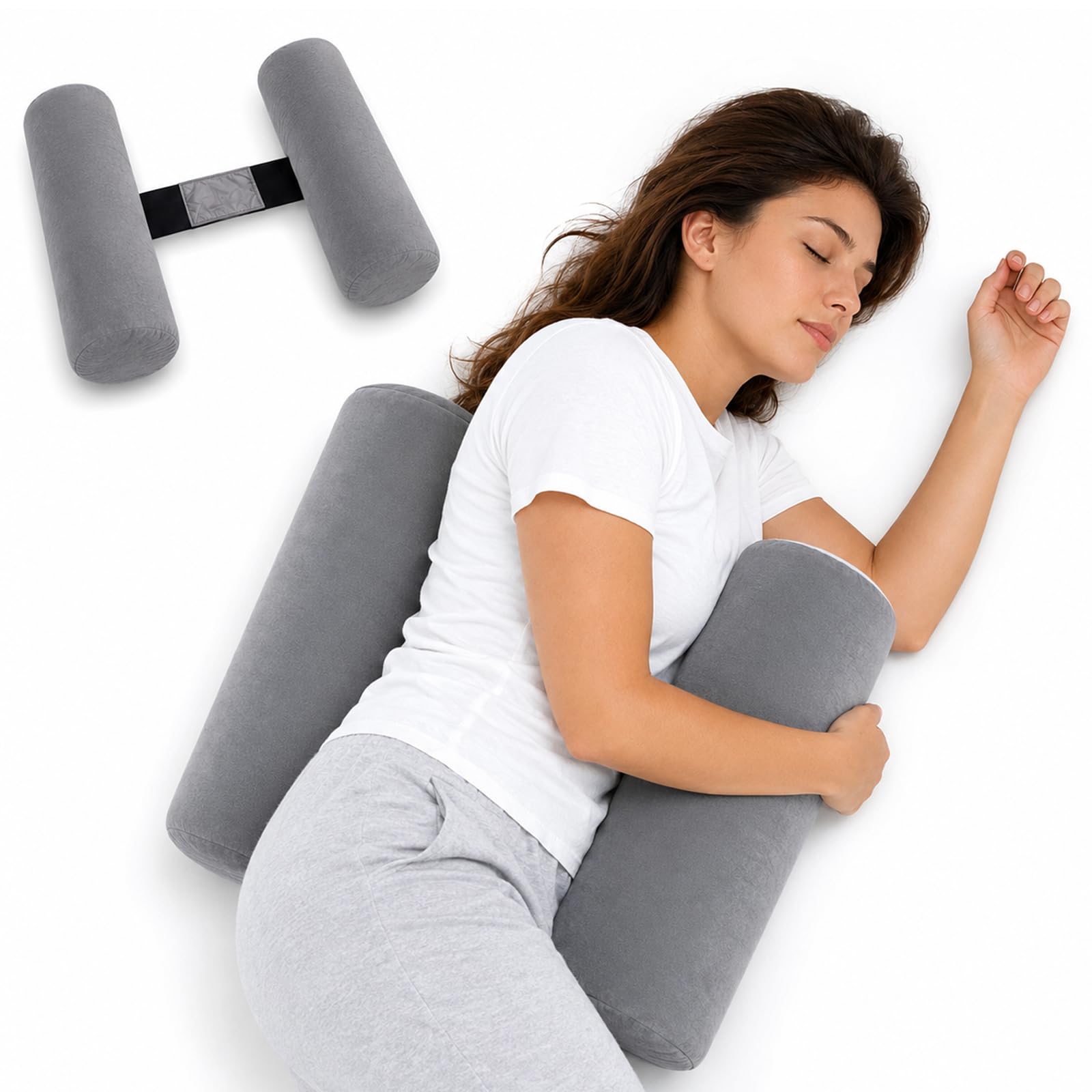 Cuscino per gravidanza, a forma di W, regolabile, per chi dorme sul fianco