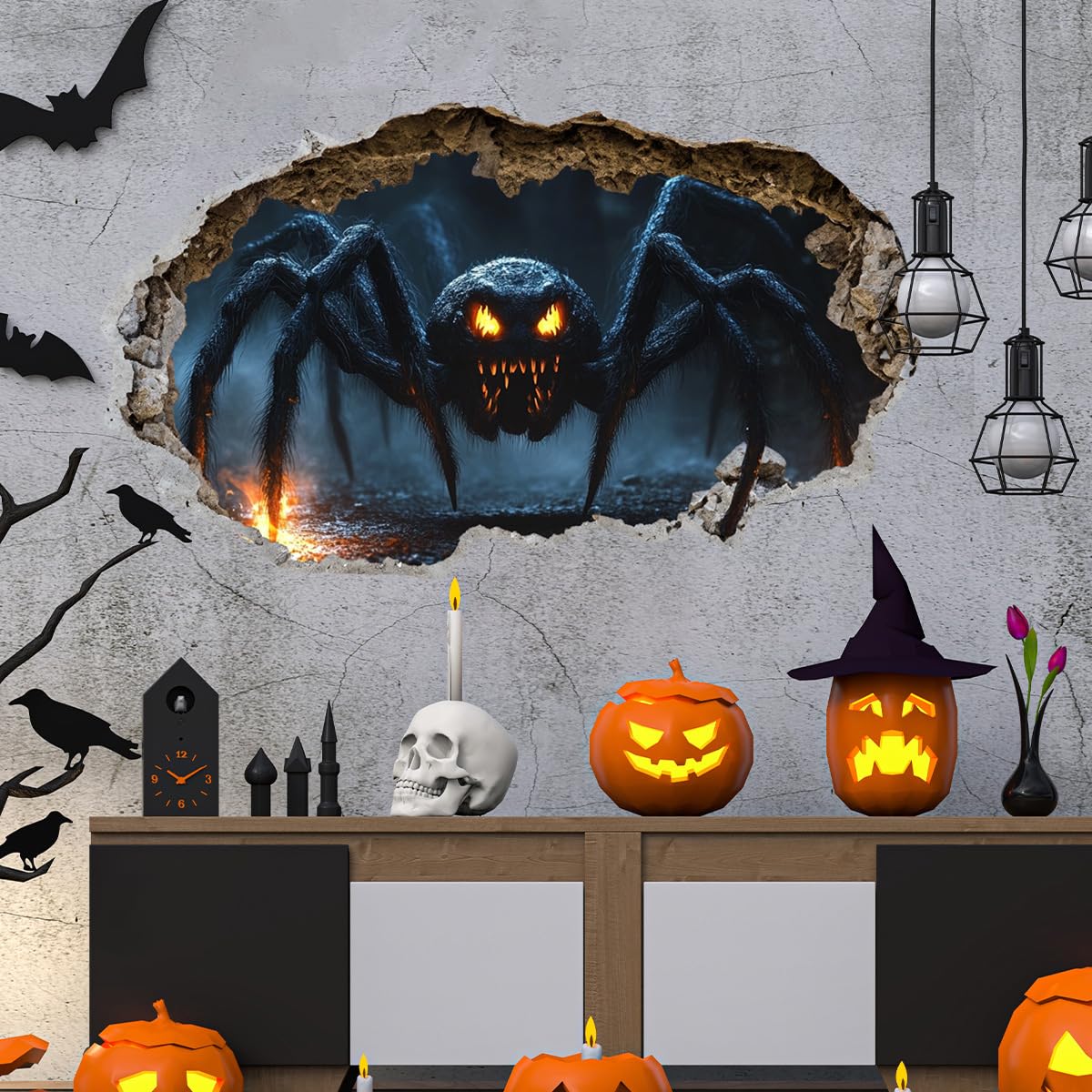 Araignée Halloween 3D autocollant mural déco effrayante iMagitek