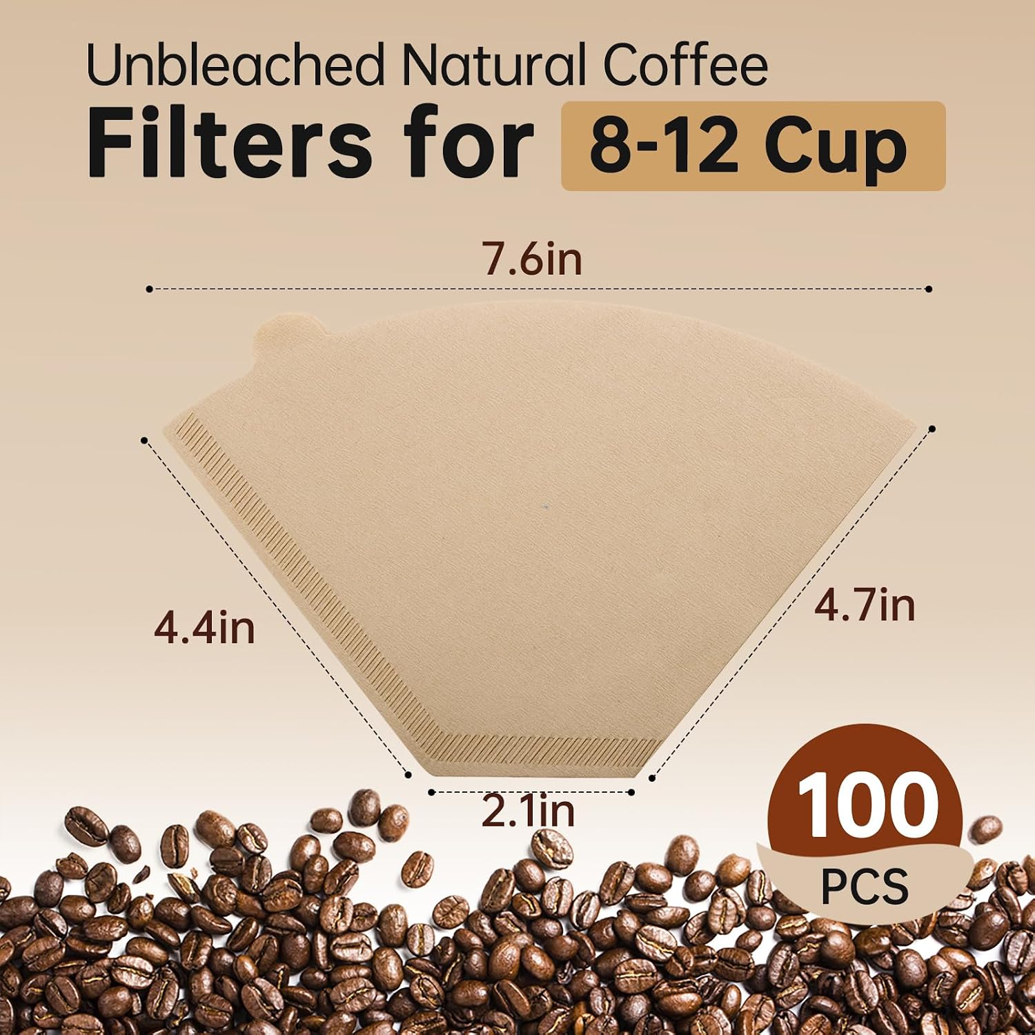 Cone Coffee Filters #4 Compatible with Technivorm Moccamaster Coffee Maker, 8-12 Cup Paper Coffee Filters Fit for Melitta Ninja Unbleached Coffee Filter for Pour Over and Drip Coffee Maker 100PCS