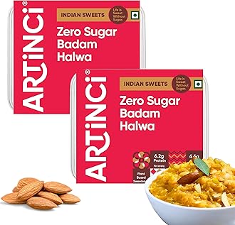 Artinci Sugar-Free Badam Halwa (200gm X 2), Low-Carb, Keto-Friendly, High-Protein Indian Sweet, Made with Pure Desi Ghee & No Added Sugar