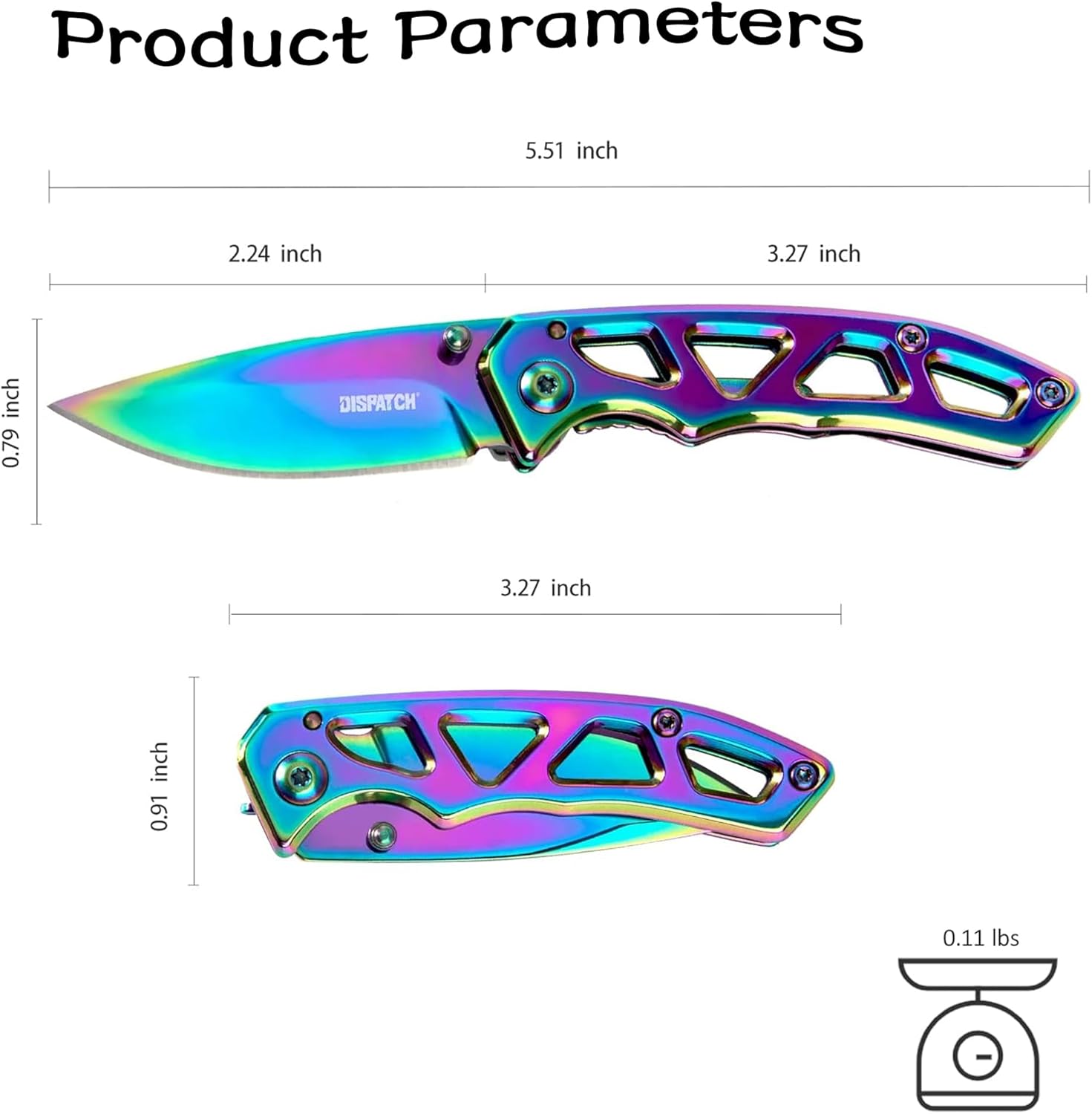 Dispatch 4 Pack 4" Rainbow Titanium Folding Pocket Knife, 8Cr13MoV Blade with Stainless Steel Handle, Frame Lock EDC Knife for Camping, Fishing, Hiking & Everyday Carry,Gifts for Men