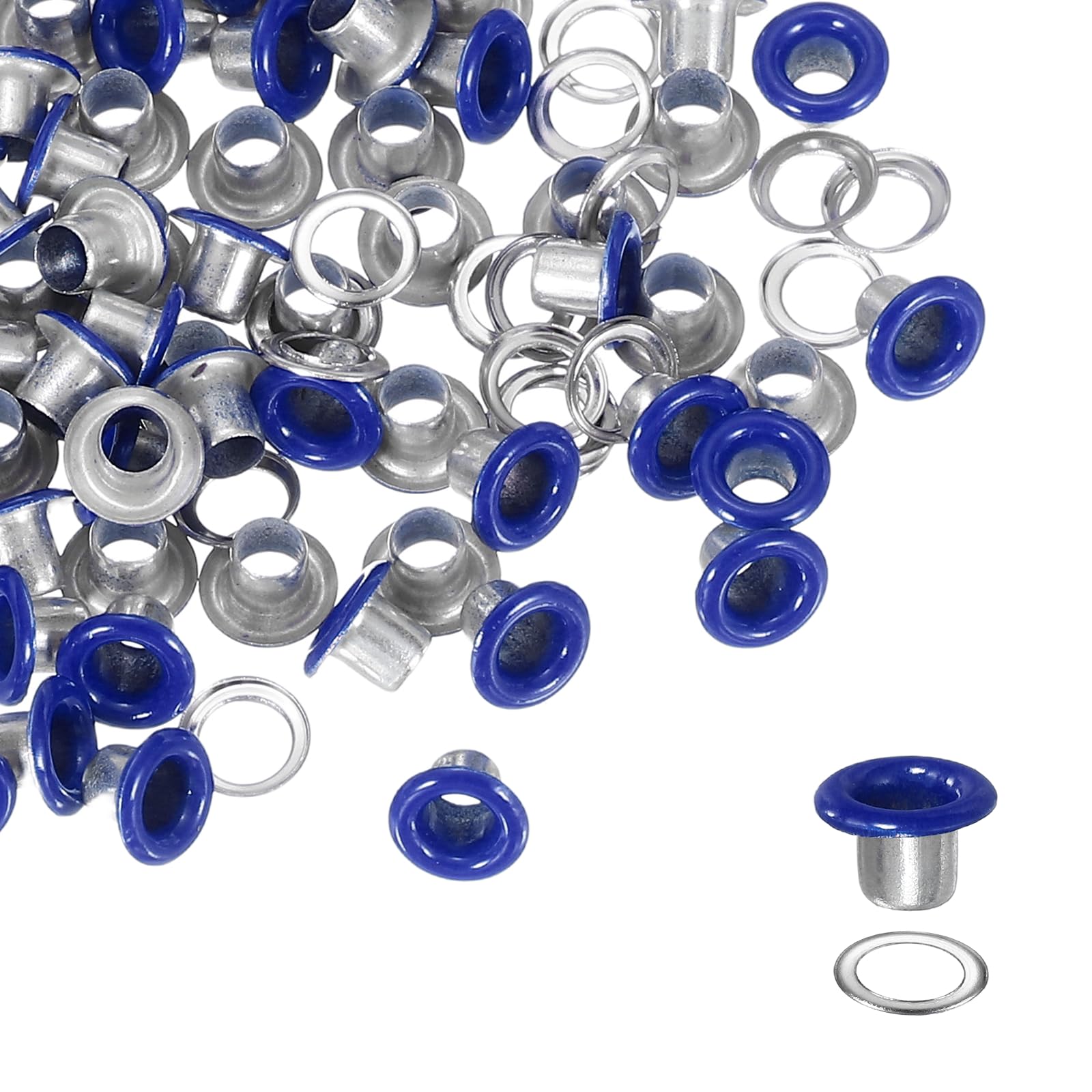 YELARXI Grommets Kit, Metal Eyelets with Washers 3mm 1/8" & 250 Set & Dark Blue