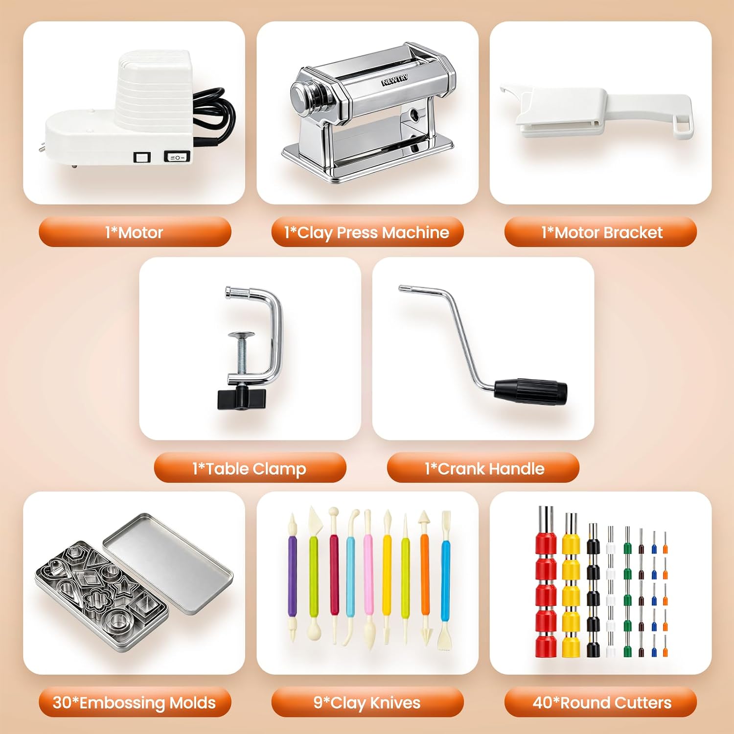 NEWTRY Electric Polymer Clay Roller Dual Mode, 79 Tools for Earring Making