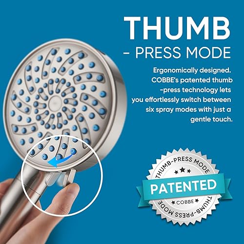 Miniatura 3 de Cobbe Cabezal de ducha con filtro de mano, cabezal de ducha de alta presión de 7 modos con filtros para agua dura, elimina el cloro, reduce la