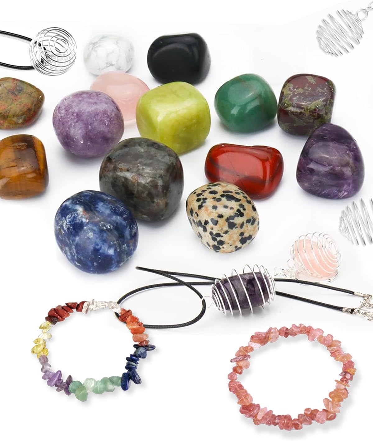 16Pcs Prefilled Easter Eggs with Natural Gemstone Crystals,Necklace Bracelet Rope - Ideal for Easter Egg Hunt, Party Favors, Teacher Classroom Rewards
