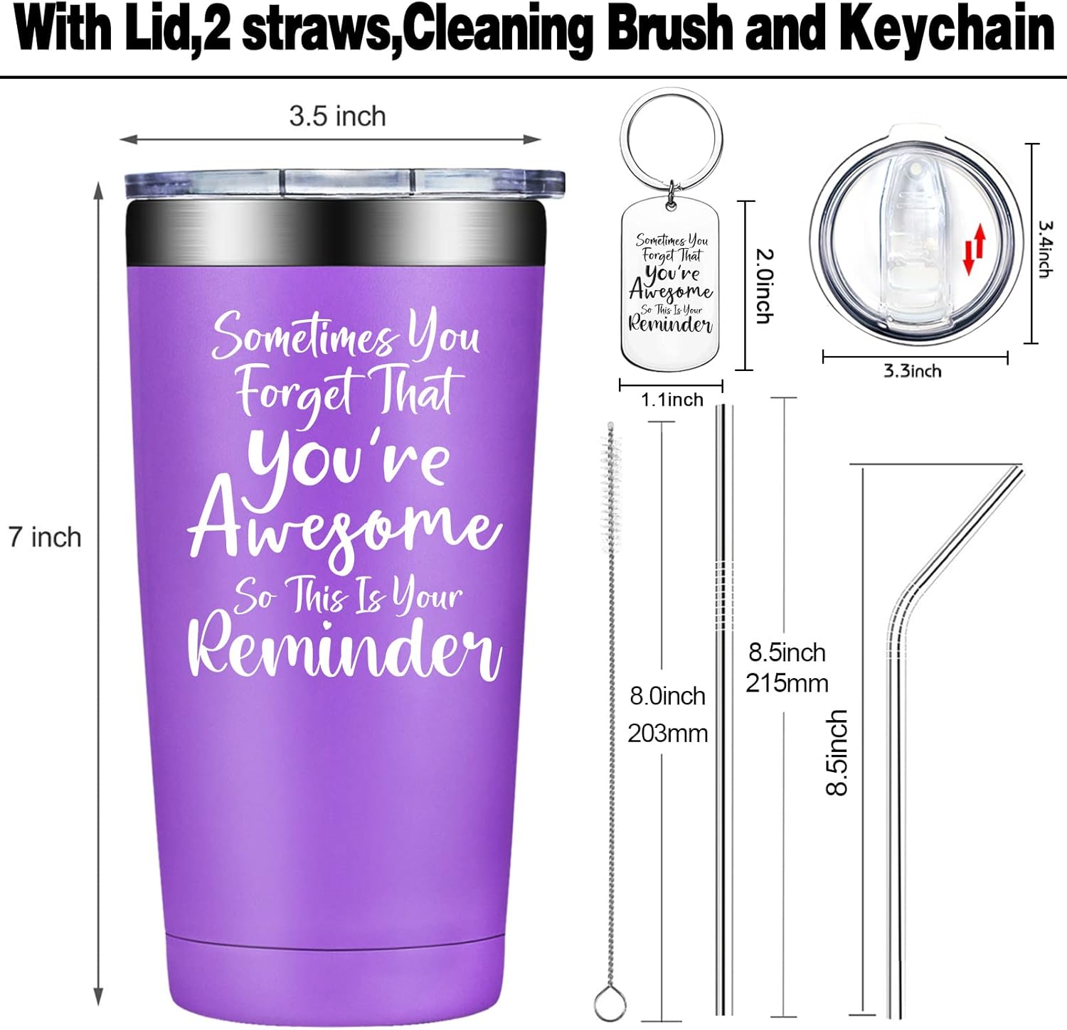 Grifarny Valentines Day Gifts for Her - Birthday Gifts for Women - Thank You Gift for Woman - Purple Christmas Gift for Female Friend, Coworker, Daughter - Sometimes You Forget You're Awesome Gifts - Image 2