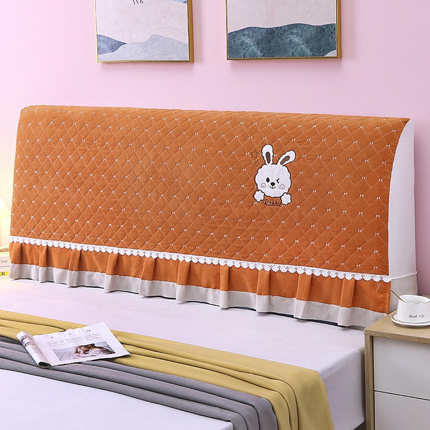 XOUVY Headboard Cover, Stretch Bed Headboard Cover for Upholstered Headboard Double/Single Bed Slipcover