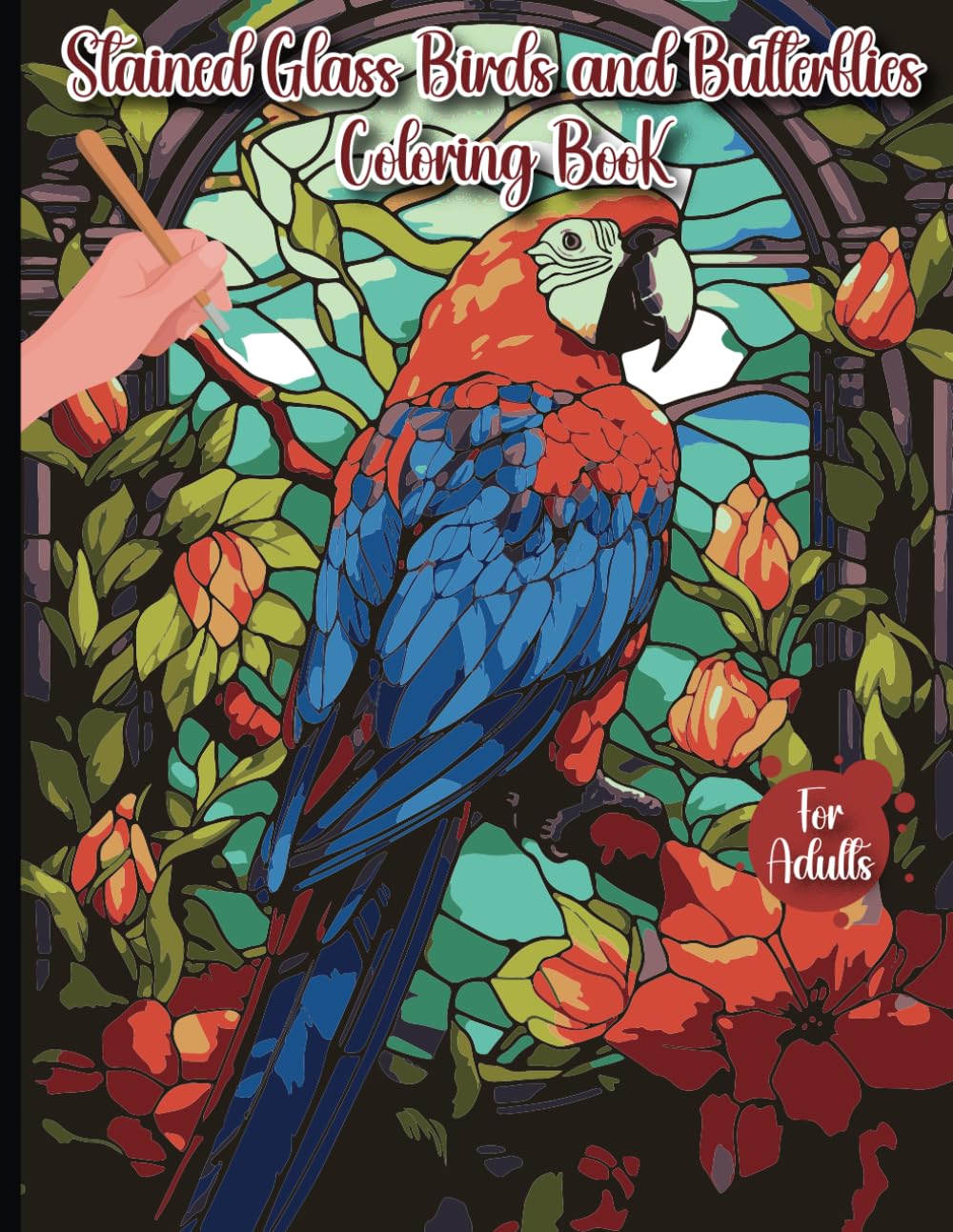 Stained Glass Birds and Butterflies Coloring Book