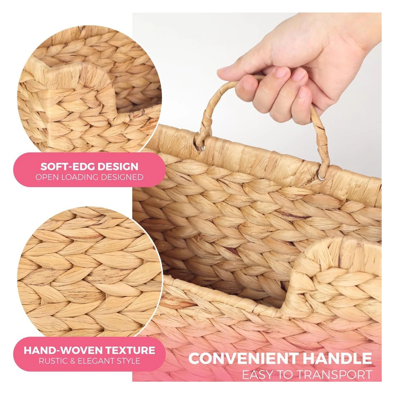 Cesta de almacenamiento for colgar en la pared, tejido vid calabaza, revistero ratán, decoración del hogar for sala estar y dormitorio Para Hogar