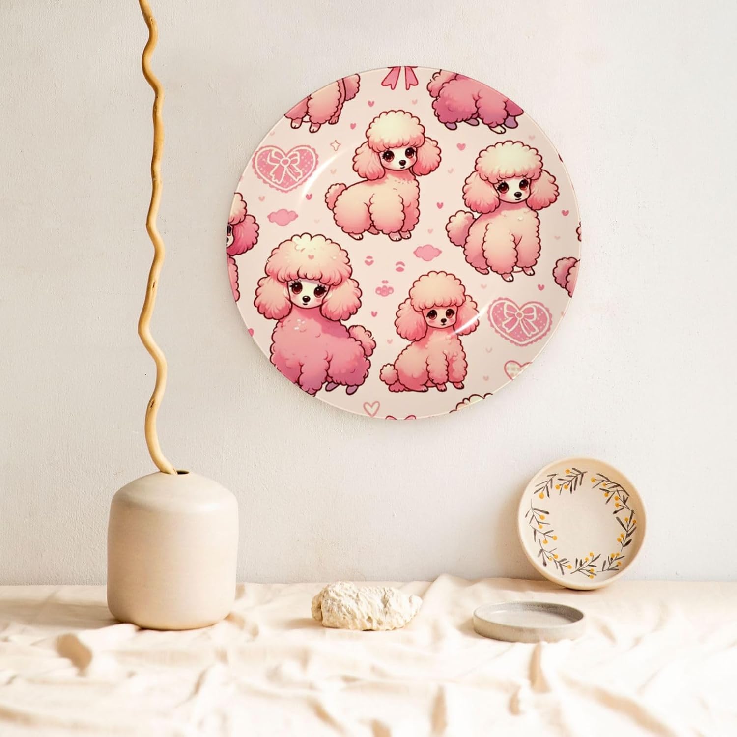 Cute-Poodle-Love 10 Inch Decorative Plate With Stand, Elegant Display Wall Plate For Home Decor
