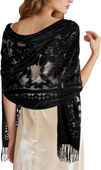 E-Clover Lace Shawl Velvet Scarfs Shawls and Wraps for Evening Dresses Wedding Shawl Wraps for Dress Accessories Winter