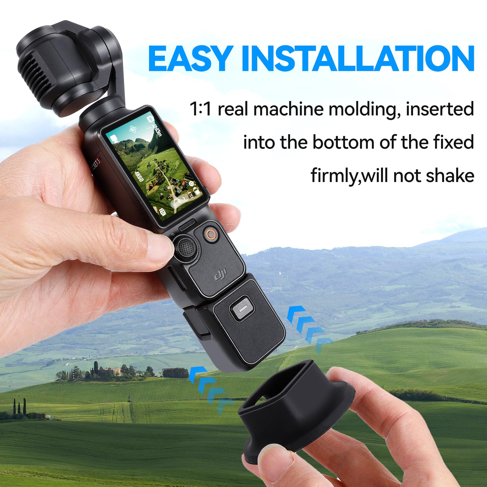 PellKing Osmo Pocket 3 Support Base Holder with Charge Hole+Osmo Pocket 3 Tempered Glass LCD Display Film Lens Protector