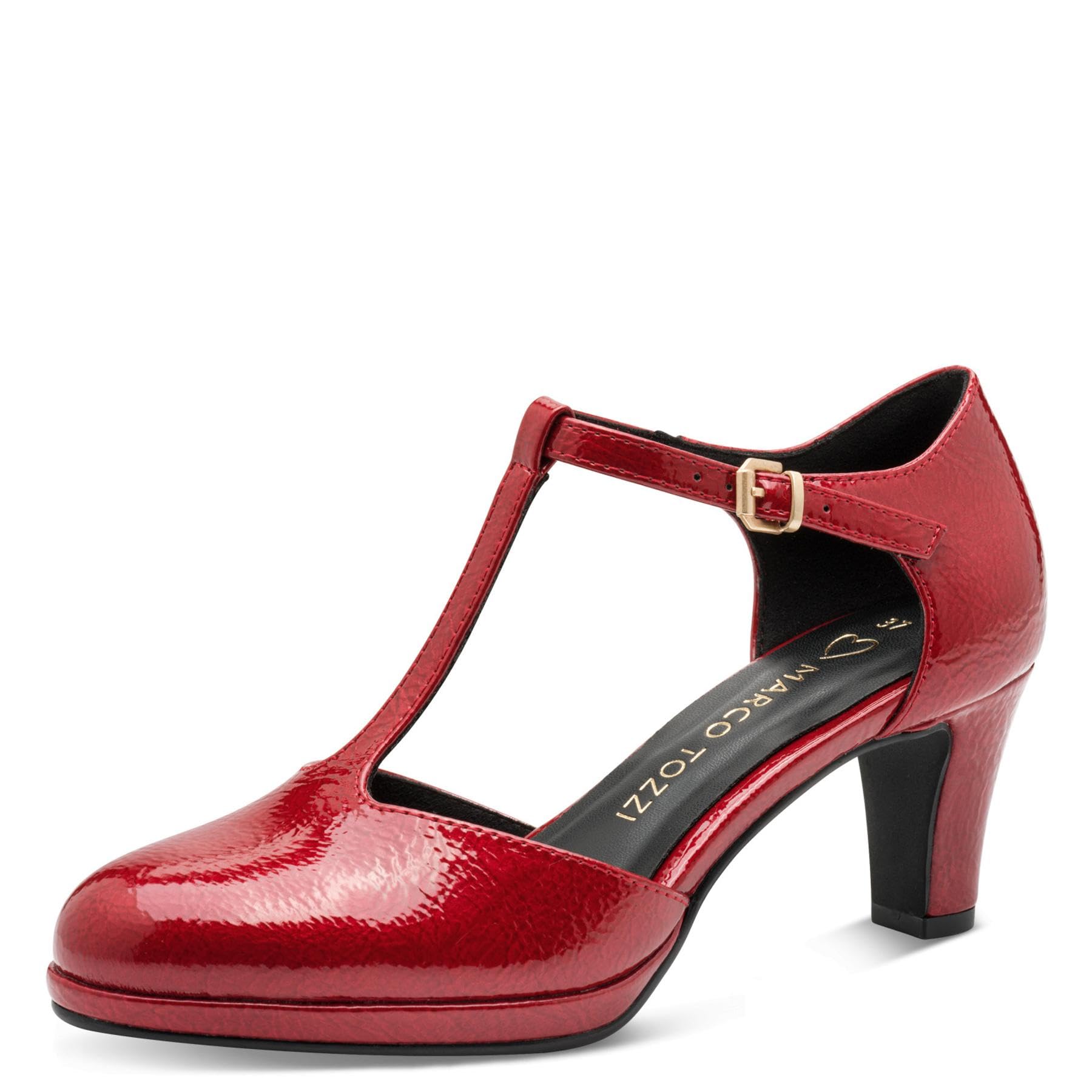 MARCO TOZZI Women's 2-24419-45 Court Shoes, Dk Red Pat, 7 UK