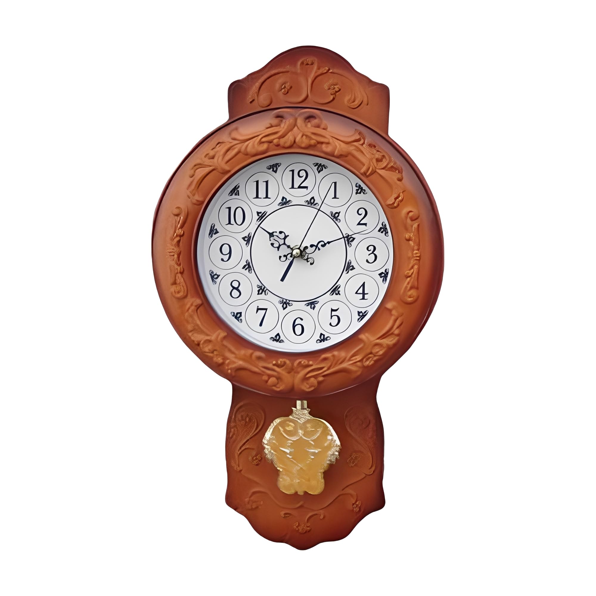 Ice Armor Reloj de Pared con péndulo analógico clásico de Grano de Madera marrón de 45,7 cm de Ancho, Reloj de Pared Decorativo Que añade Encanto Atemporal a Cualquier habitación, Idea