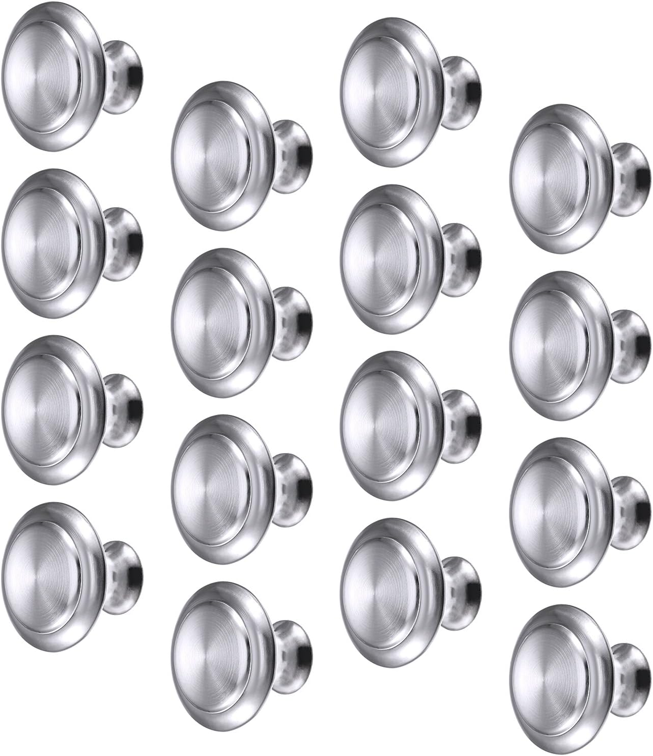 Bememo 30 Pack Kitchen Cabinet Knobs - Round Silver Drawer, Dresser & Cabinet Pull Handles, Durable Hardware for Kitchen, Bathroom, Furniture (1.06 Inch)