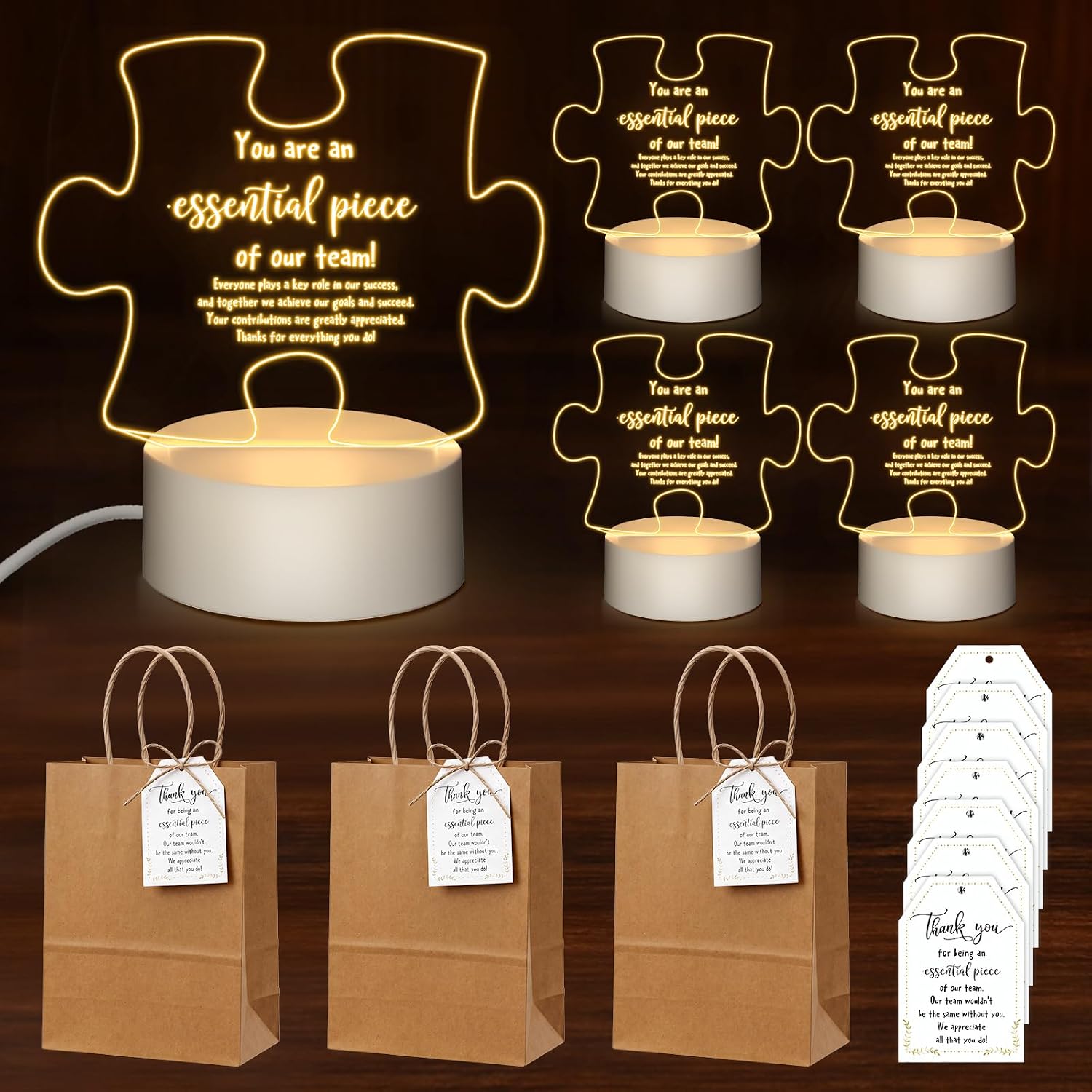 5 Set Employee Appreciation Gifts Night Lights Bags Cards,Essential Piece