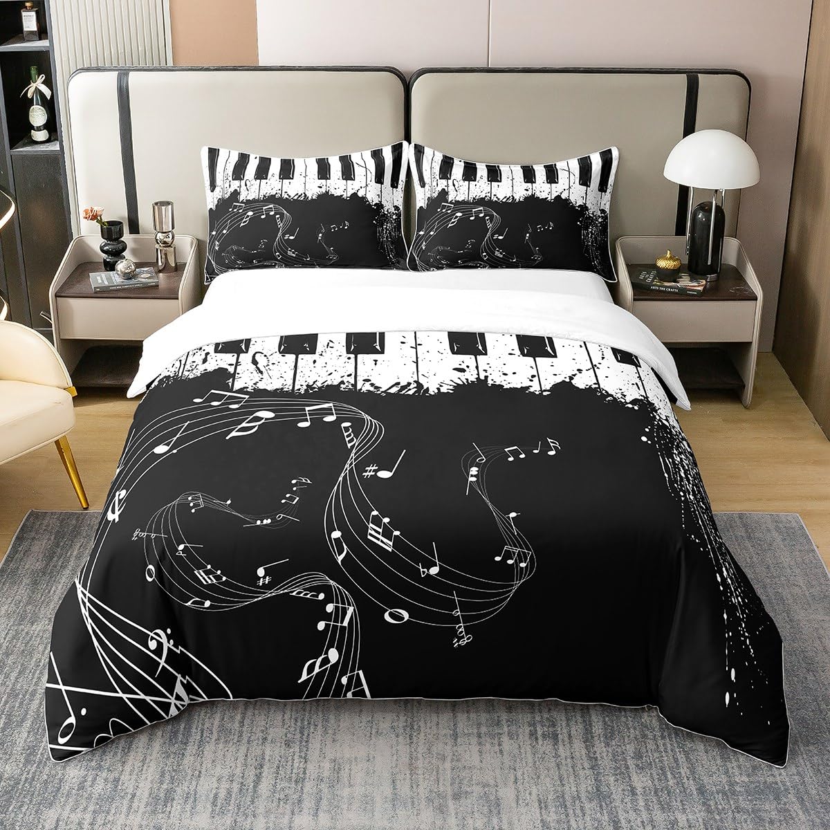 Parure de lit notes de musique pour chambre d'enfant tie dye