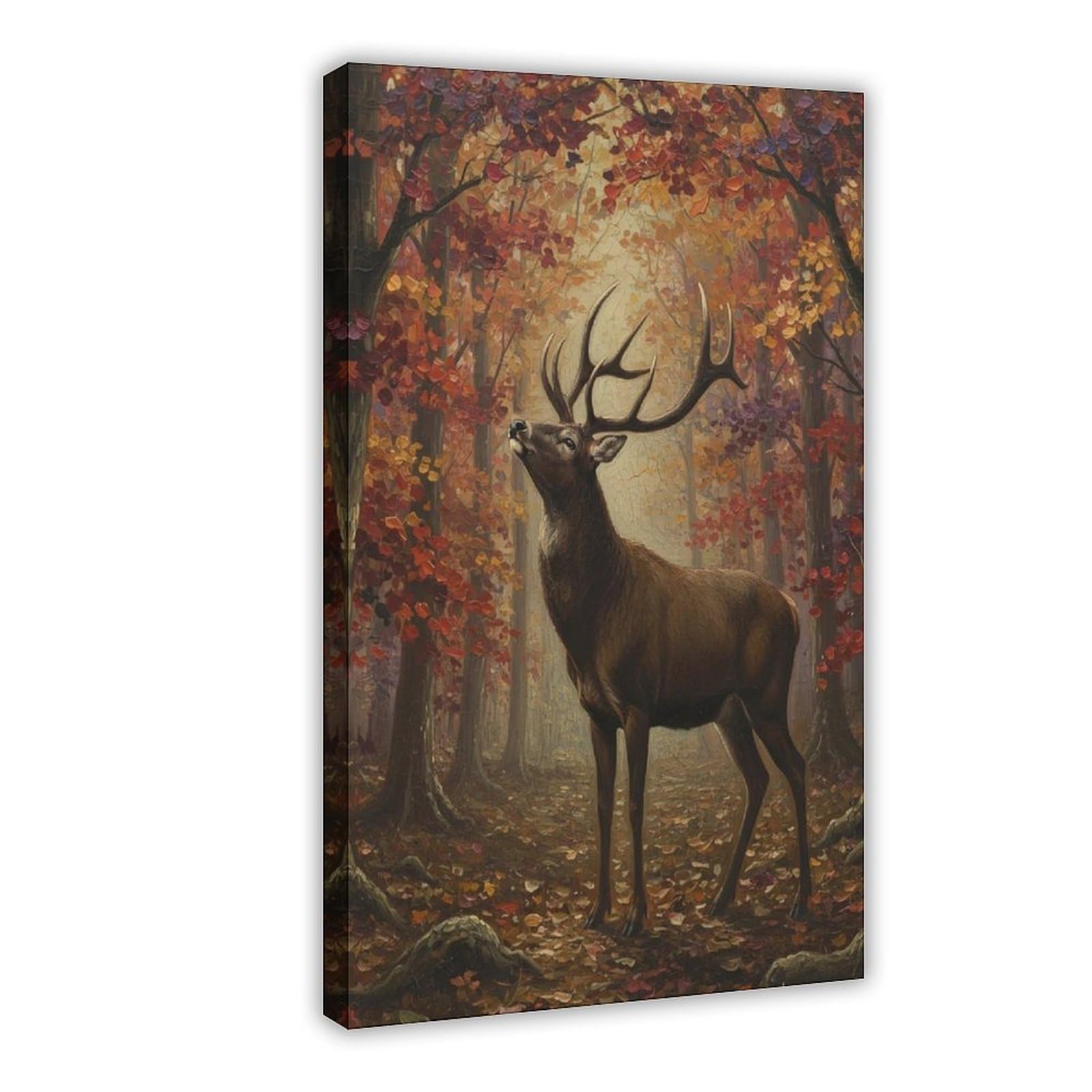 Bareronor Frame Majestic Stag In Autumn Forest Canvas Poster Bedroom Decor Landscape Office Room Decor Gift 24" L X 36" W