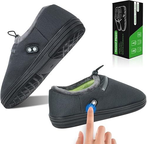 Rtdep Calentador de pies, calentador eléctrico de pies con batería de 5000 mAh, pantuflas térmicas para mujeres y hombres, calentador de pies