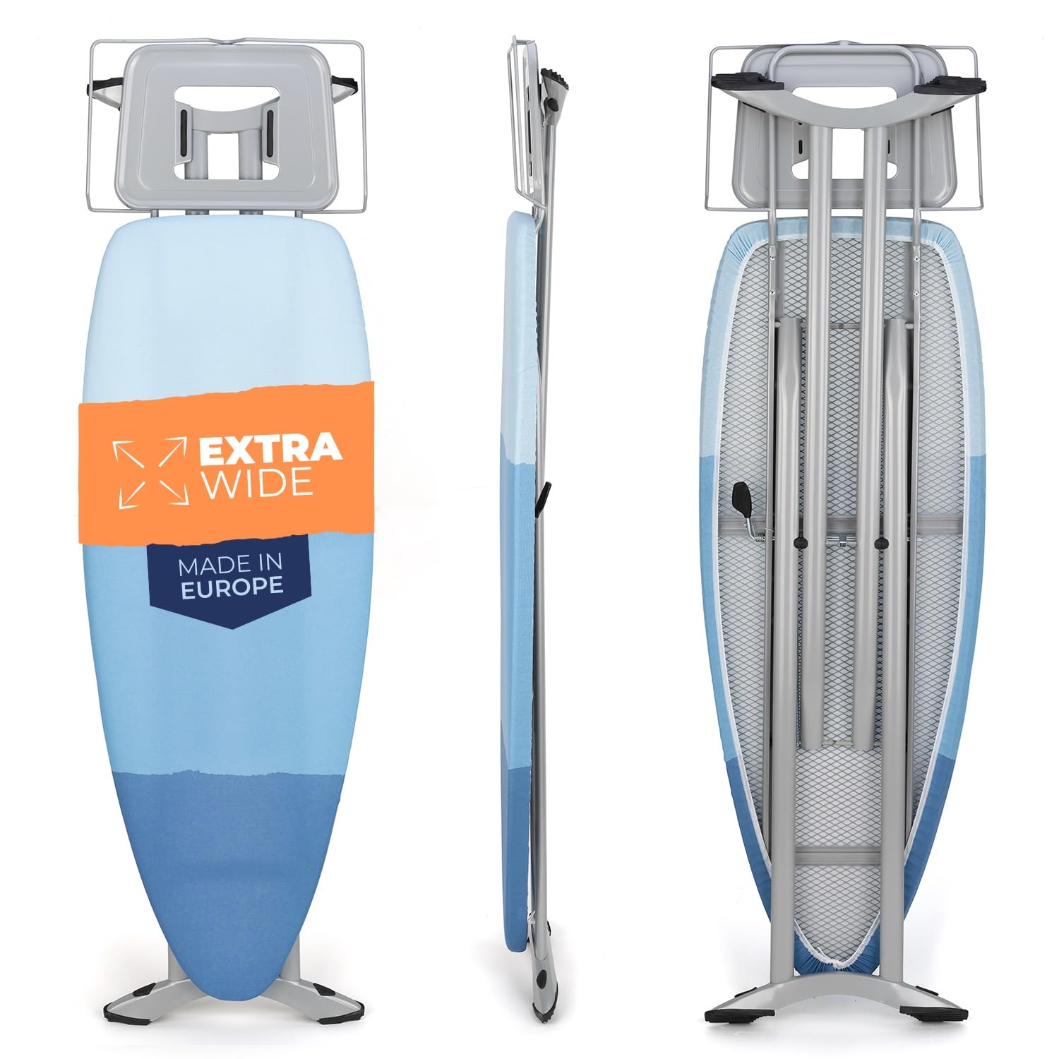 Sponsored Ad – Ironing board Large Extra Wide - Professional, foldable, Strong and stable - for Steam Ironing Stations - Size D - 130 x 48cm