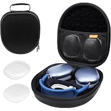 Case for AirPods Max with Sleep Mode - Magnetic Auto Sleep/Wake, Hard EVA Shell, Travel Carry Case with Ear Pad Covers, Charger Box & Mesh Pocket, Fits with/Without Apple Cover, Black