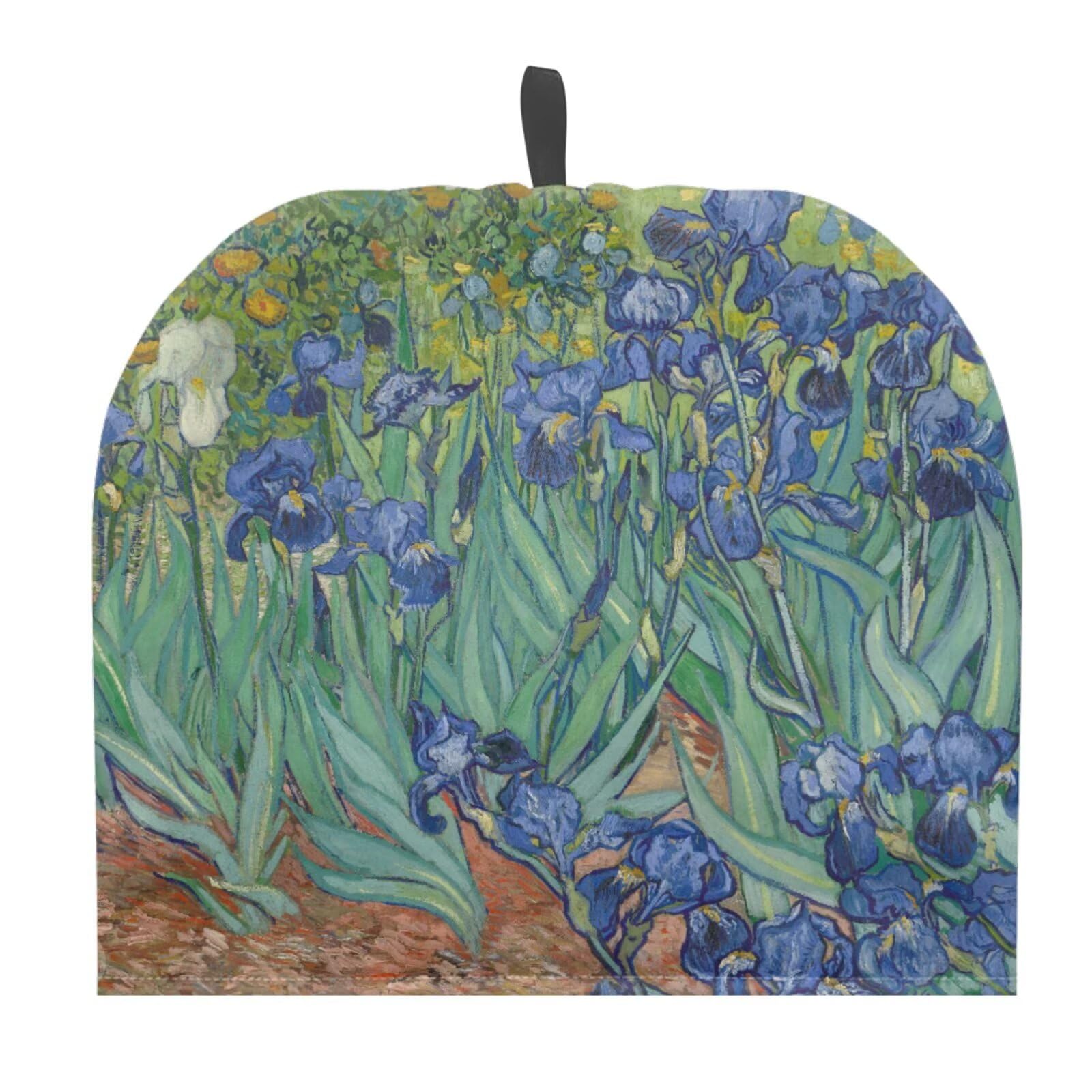 Drnuikhe Iris Oil Painting Tea Pot Cozy Cover Anti-Scald Coffee Pot Protector Cavcas Teapot Cover for Women Men Portable Teapot Dust Cover Insulating for Kitchen
