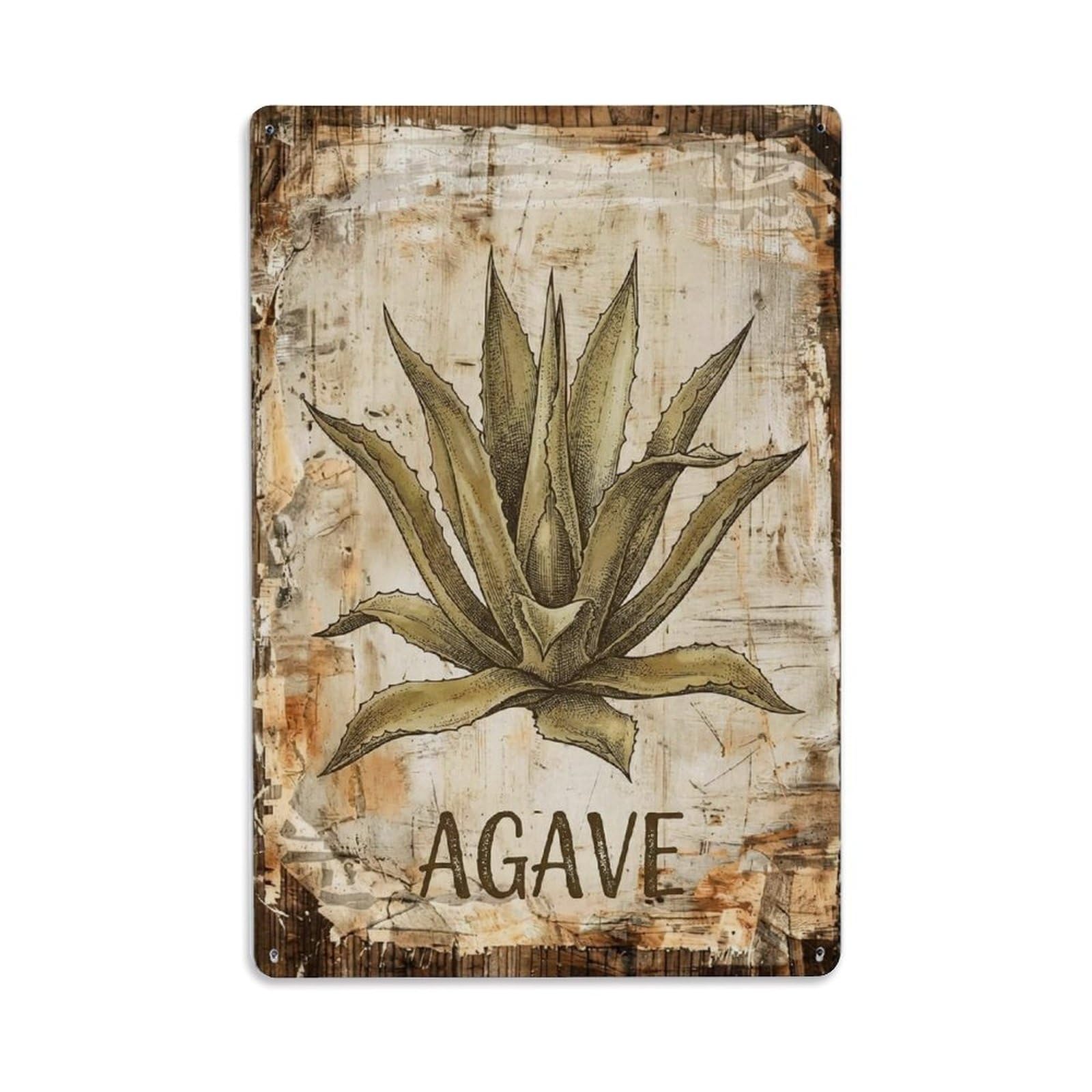 Agave Desert Plant 1 Vintage Metal Tin Sign Plaque Wall Decor for Cafe, Club, Garden Metal Poster 8x12Inch