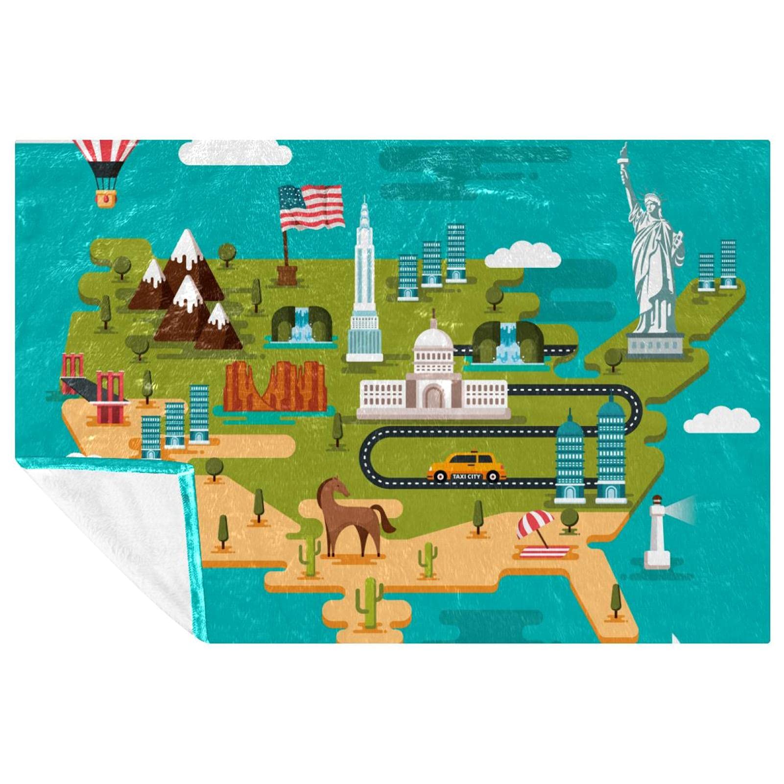 Couverture USA verte de 150x100 cm douce et chaude pour lit et canapé