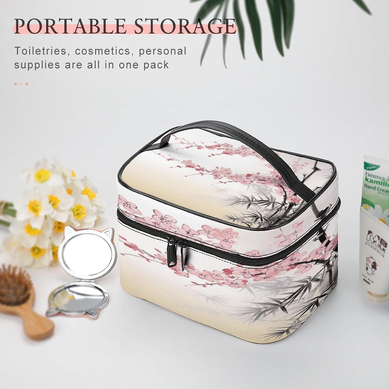 Bamboo Cherry Blossom Zen Travel Makeup Bag Cosmetic Bag Toiletry Bags image 5