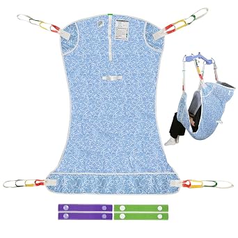 Full Body Patient Lift Sling with Head Support, Padded Mesh Transfer Sling for Elderly & Disabled, Wheelchair 500 lbs Capacity 7503-dotted Abstract, Large