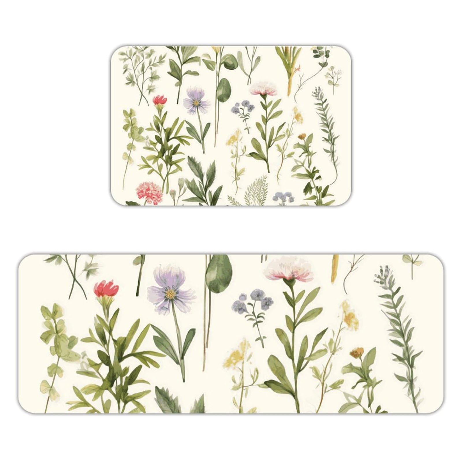 Tapete de cocina absorbente y lavable en franela aterciopelada de flores