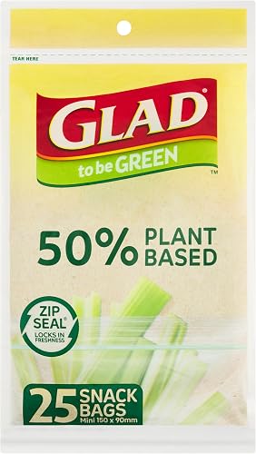 Glad to Be Green 50% Plant Based Zip Seal 25 Snack Bag, Mini