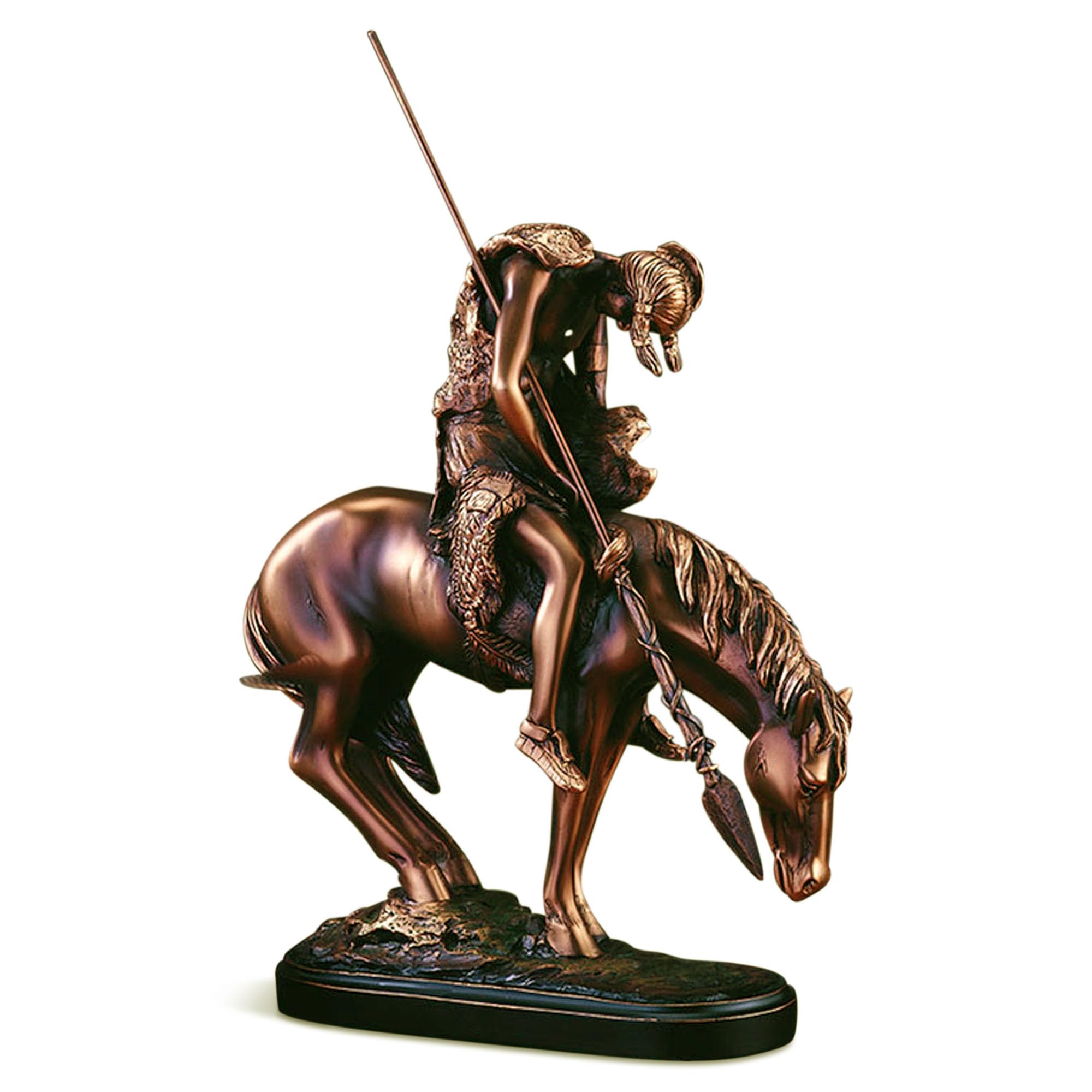 BullMarketGifts Bronze Finish Horse & Warrior Sculpture