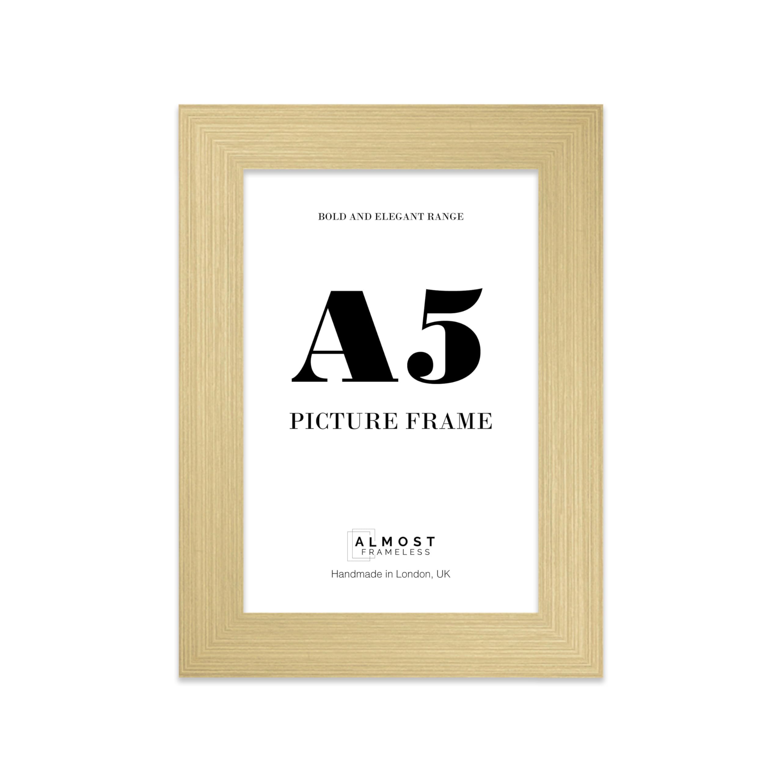 A5 Photo Frame, Display A5 Pictures (14.8 x 21cm - 5.8 x 8.3in) Picture Frame for wall Display - Gold - 1 Pack