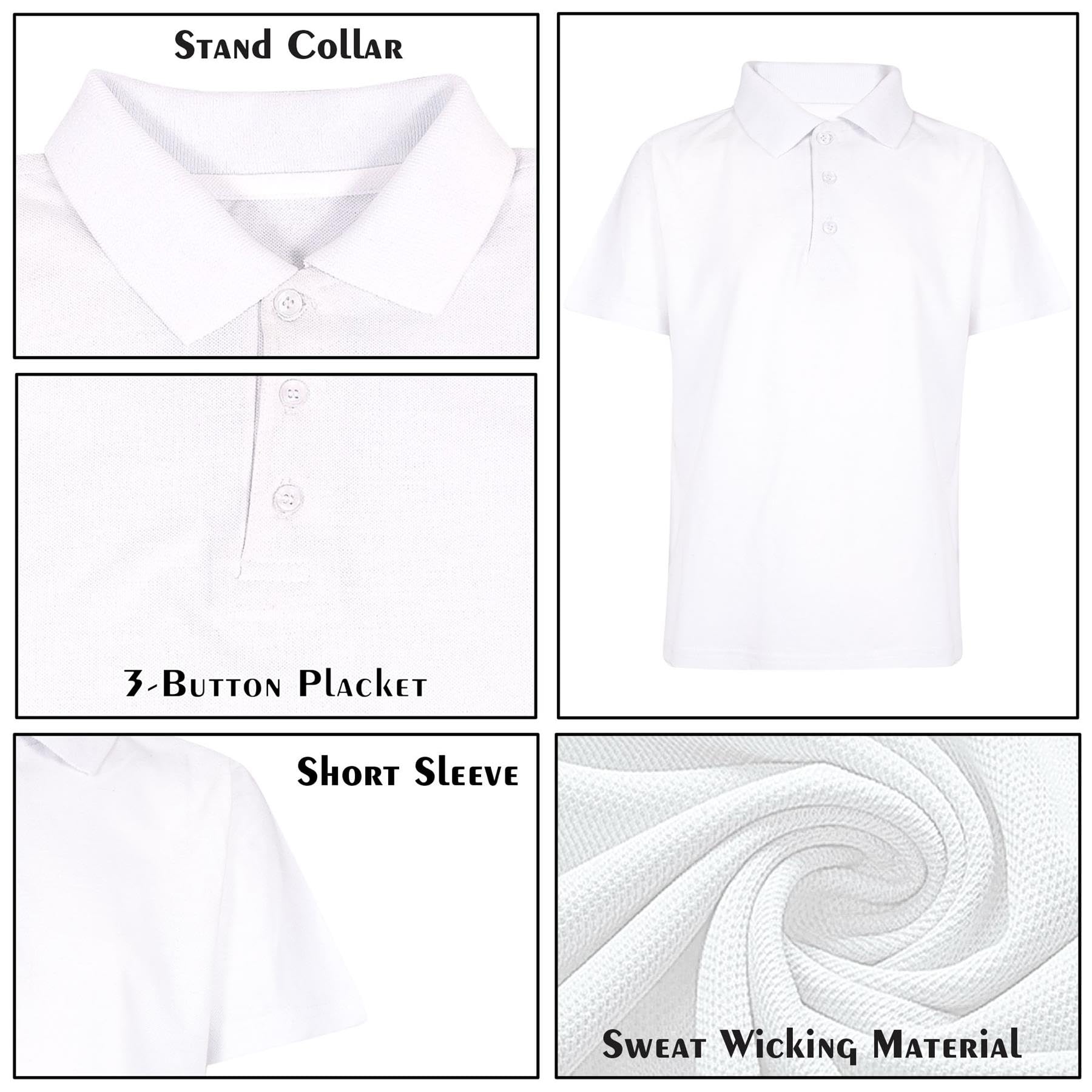 A2Z 4 Kids Niñas Niños Camisetas Polo Plain Verano Camisetas y Camisetas sin Mangas Moda Sensación Suave - PL Polo T Shirt White 5 Pack 3-4
