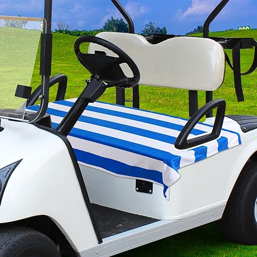 Miniatura 1 de QIULIBMH Fundas de asiento de carrito de golf, 100% microfibra, a rayas, para asiento de carrito de golf, se adapta a la mayoría de asientos de
