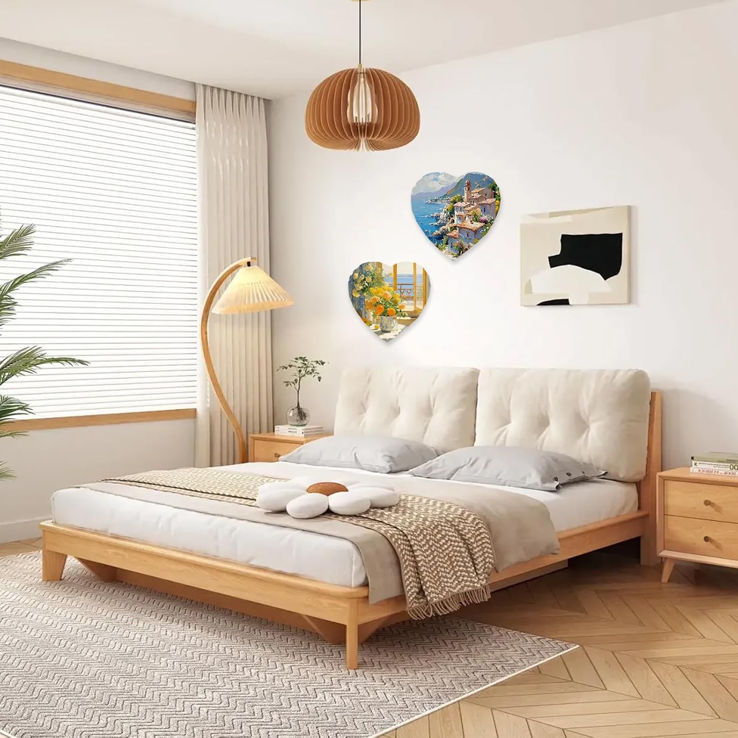 Canvas for Painting, 6 Pieces Canvas Heart Shape with Wooden Frame, 4/6/8 Inch Canvas Set Made of Cotton for Acrylic Paints, Oil Painting and Home Decorations (White)