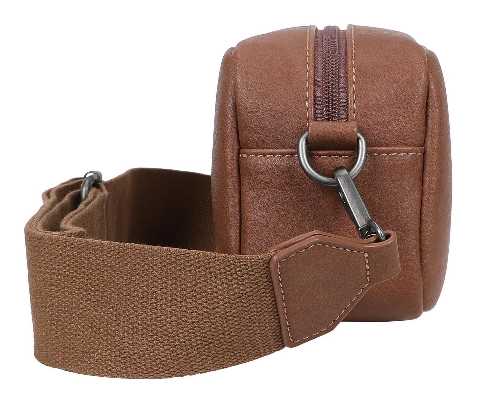 Fritzi Cross Bag Lou Crossbody Damen Umhängetasche Schultertasche Lederimitat Reißverschluss Alltag Reisen Freizeit 14,5 x 22 x 7 cm – Schwarz, Grau, Braun, Blaugrau, Beige, Taupe, Blau, Rot, Gelb
