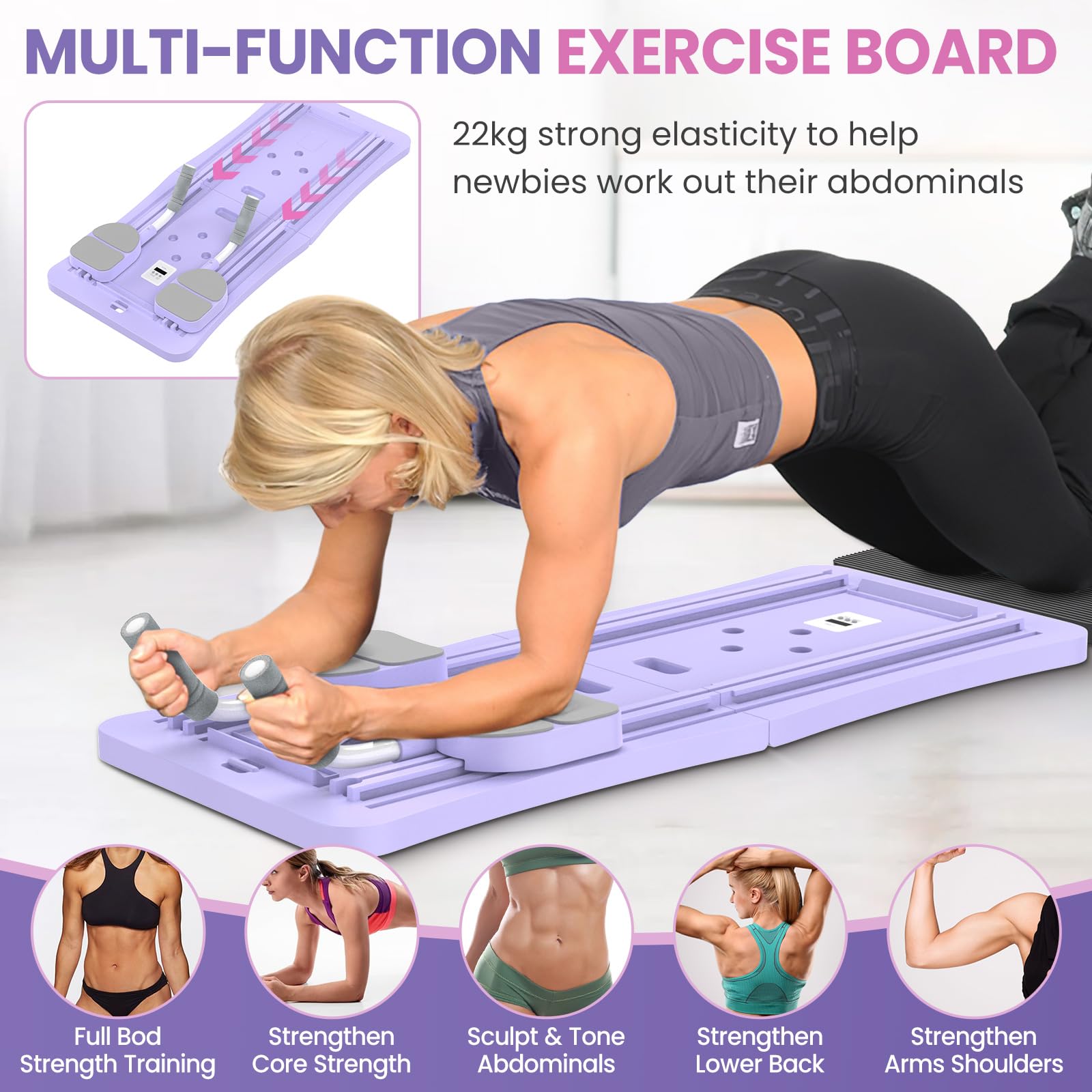 Reformer Pilates 5 En 1 Avec Compteur LED - Rouleau Abdominal, Pliable - Pour Entraînement Maison - Support 100kg