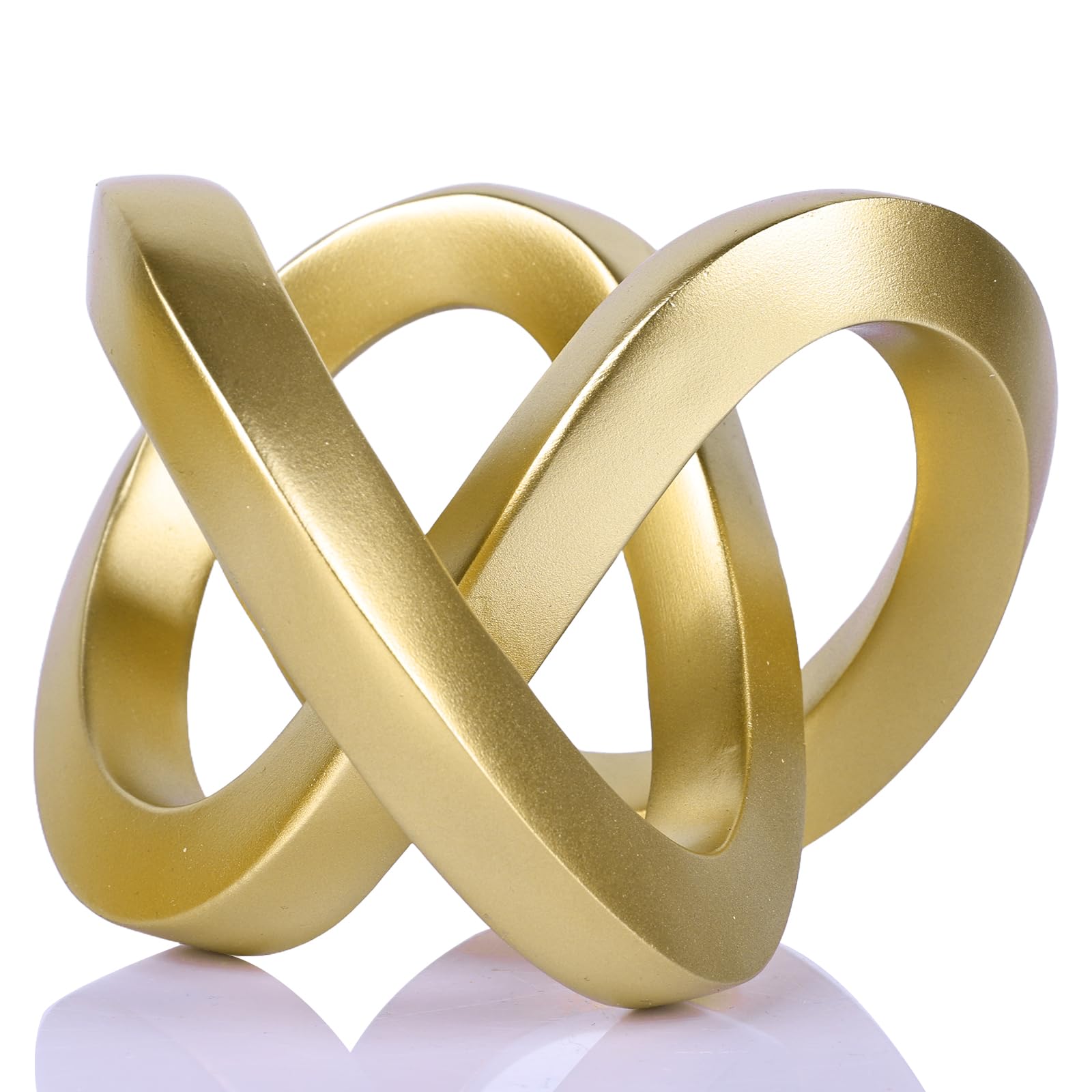 DOVDOV Escultura decorativa de nudo dorado, estética de decoración de habitación dorada, estatua de anillo Mobius para estantes, sala de estar, TV, gabinete, gabinete de oficina, encima de la mesa de
