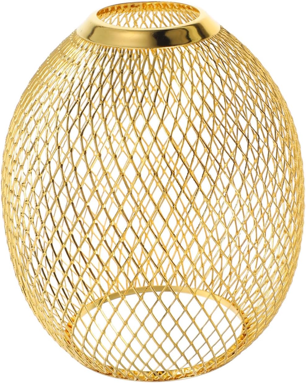 Amosfun 5.90 Inch Wire Lampshade Decorative Cage Lamp Shade Hollow Out Pendant Light Cover for Modern Home Lighting Fixtures