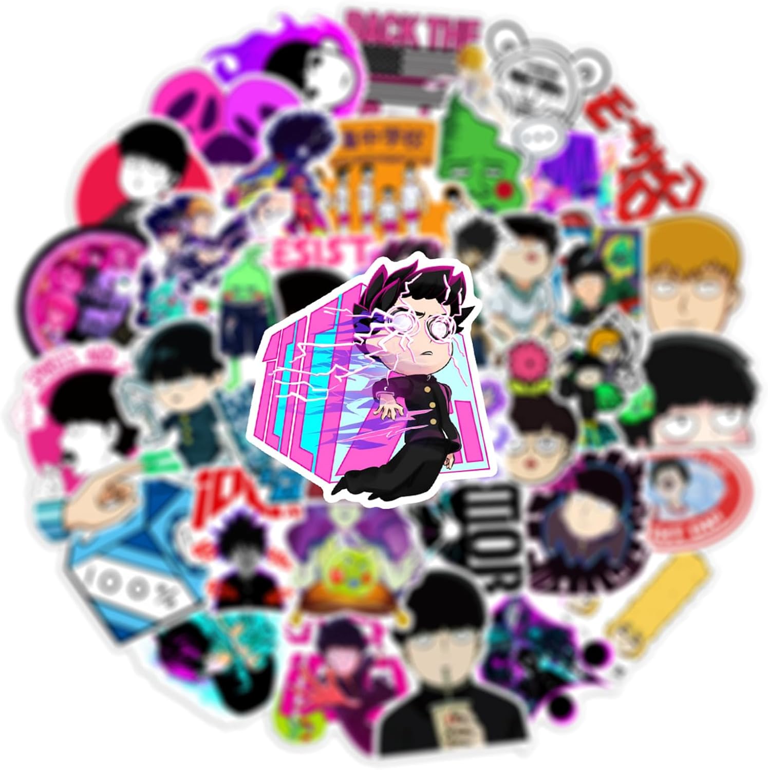 50PCS Mob Psycho 100 Stickers for Kids Teens Girls Adult, Waterproof Vinyl Movie Decal for Water Bottle Skateboard Guitar Travel Case Bike Laptop,Car Bumper,Luggage,Phone (k) - Image 7