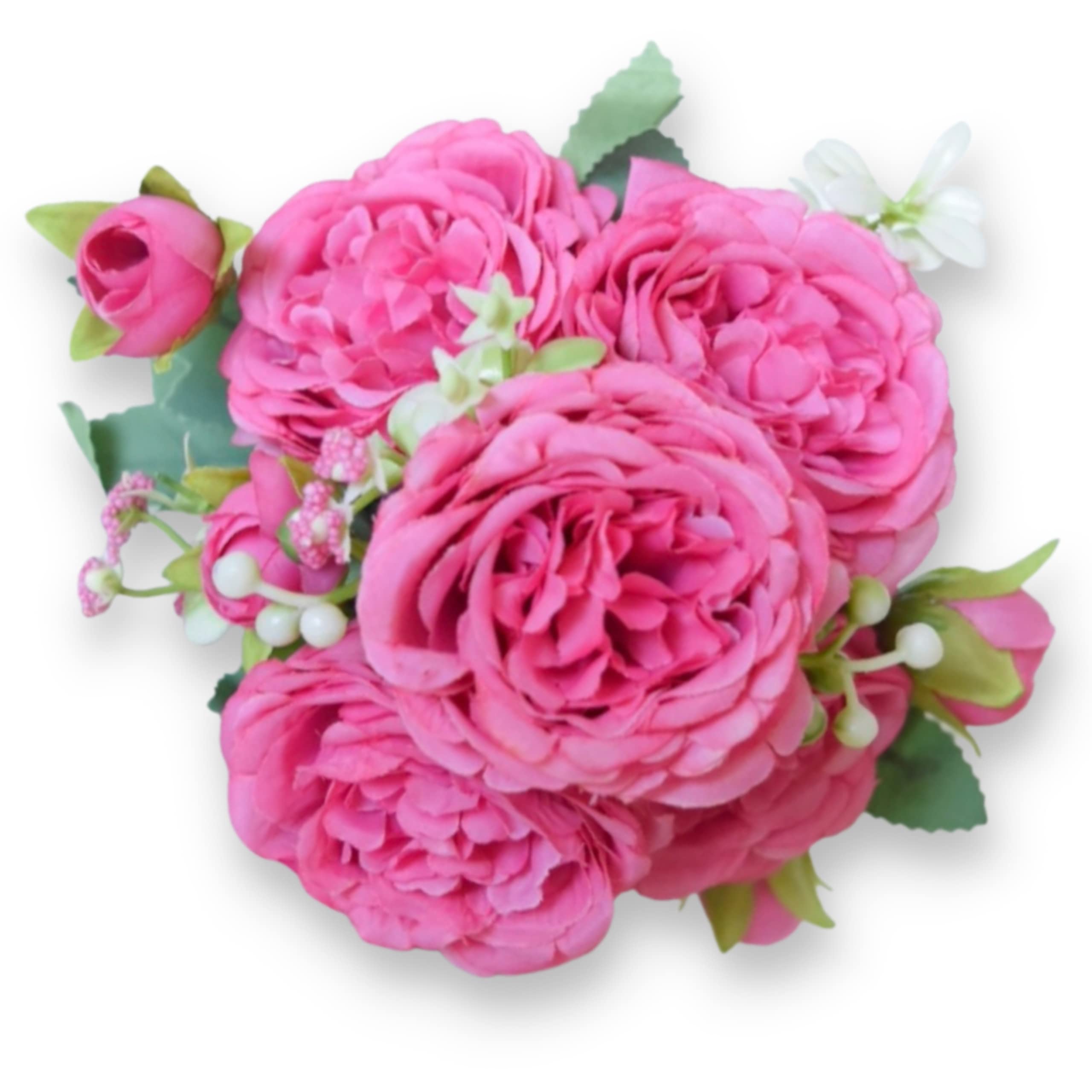 The Baked StudioSilk Peony and Tea Rose Artificial Bouquet 9 Heads Realistic Fake Plant for DIY Craft Cake Living Room Home Wedding Decoration (PRETTY ROSE)