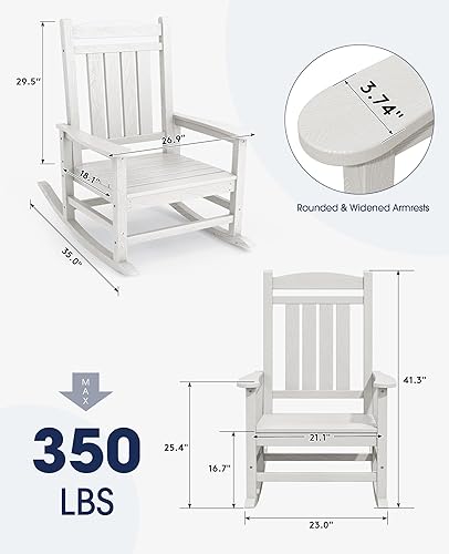 Vista 87 de Kingyes Mecedoras de polietileno de alta densidad para exteriores, sillas mecedoras para patio, deck, soportan hasta 330 libras, azul Azul marino