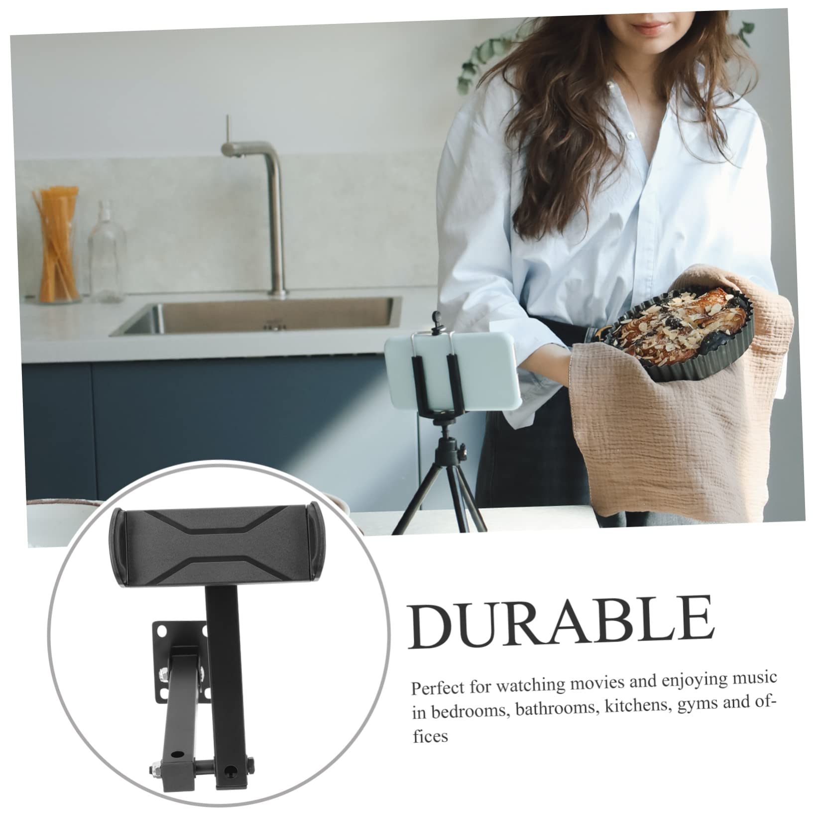 Hemobllo Soporte De Pared Para Teléfono Soporte De Aleación Para Tableta Soporte Plegable Para Teléfono Para Uso Doméstico Soporte De Pared Multifuncional Estante