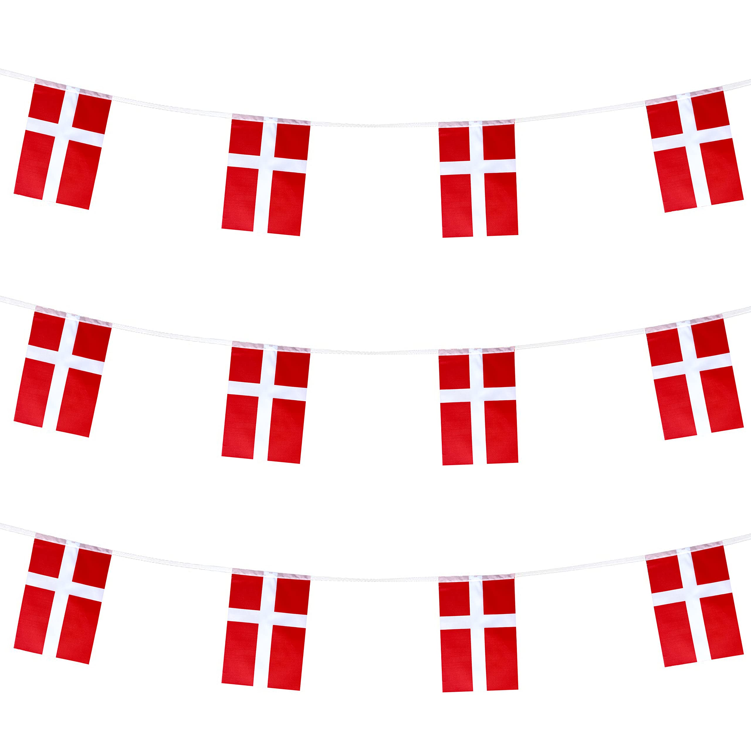 ZXvZYT Denmark Danish Flag Banner String,Small Mini Denmark Pennant flags,For Grand Opening,National Sports Events,Party Festival Decorations(50 Feet